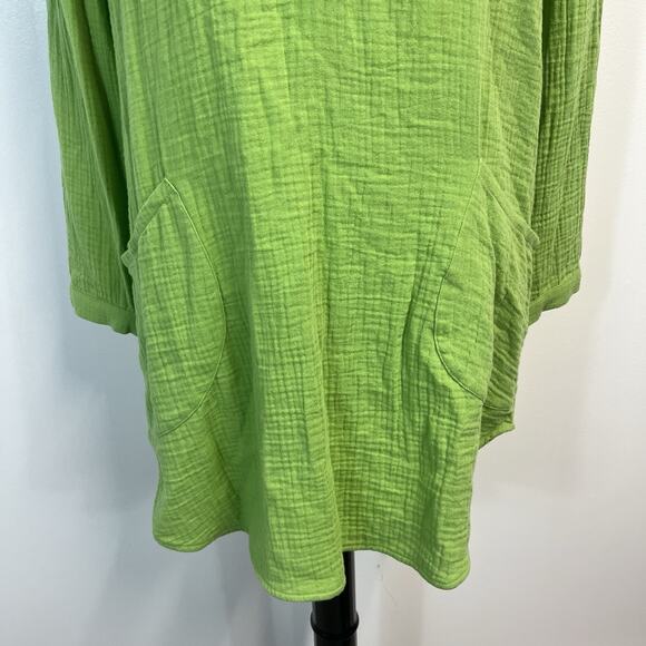Soft Surroundings Tunic Top sz Medium Green Oversized Pocket Casual Beachy Boho - Picture 5 of 9